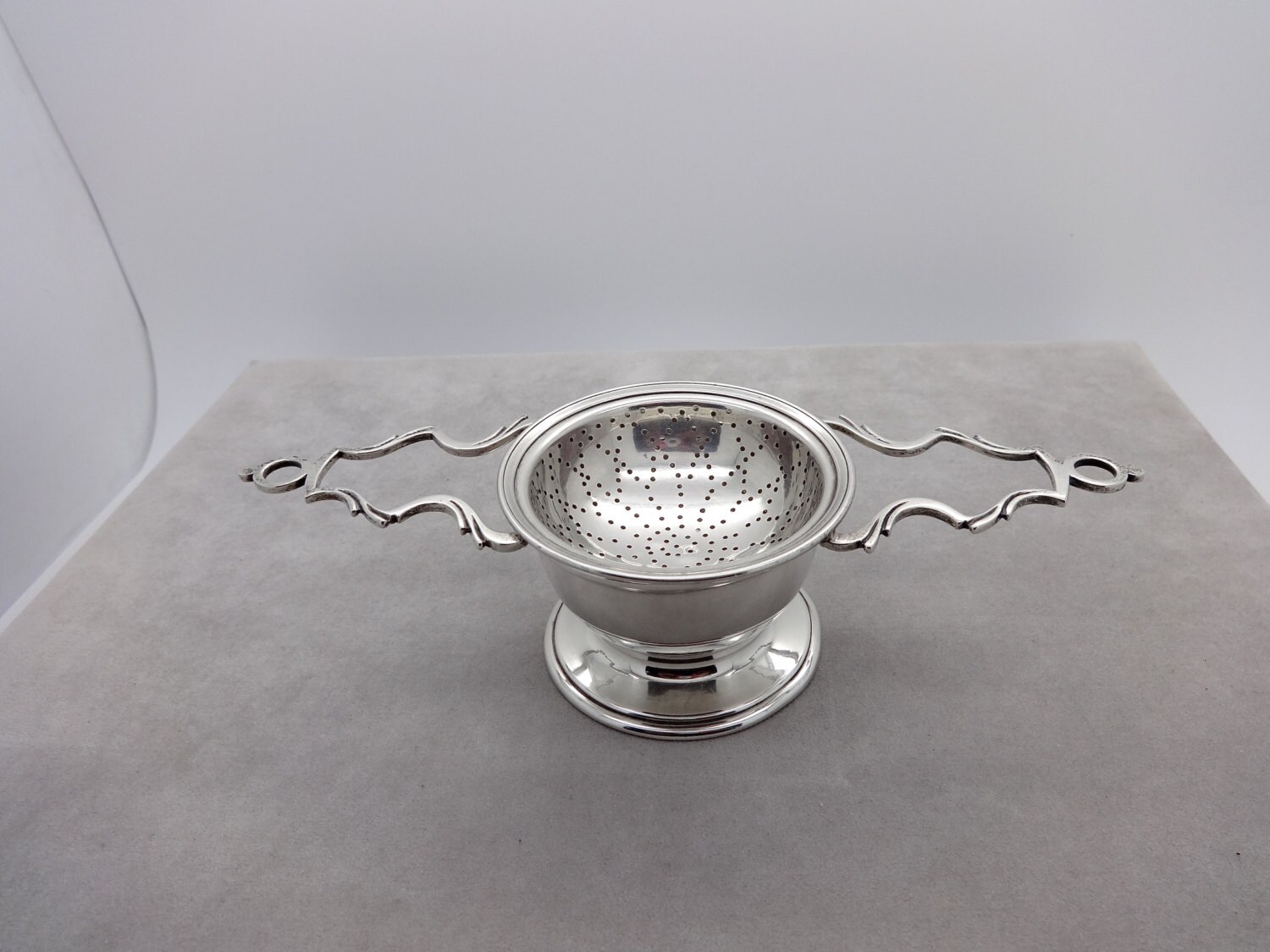 Antique STERLING TEA STRAINER Sterling Silver Over the Cup
