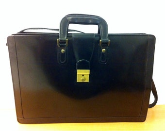 Black Leather Briefcase Men, Hard Attache Case Bag, Luggage Suitcase ...