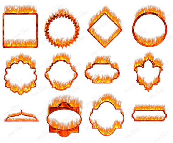 Digital Flame Frames Clip Art Pack-INSTANT DOWNLOAD-12