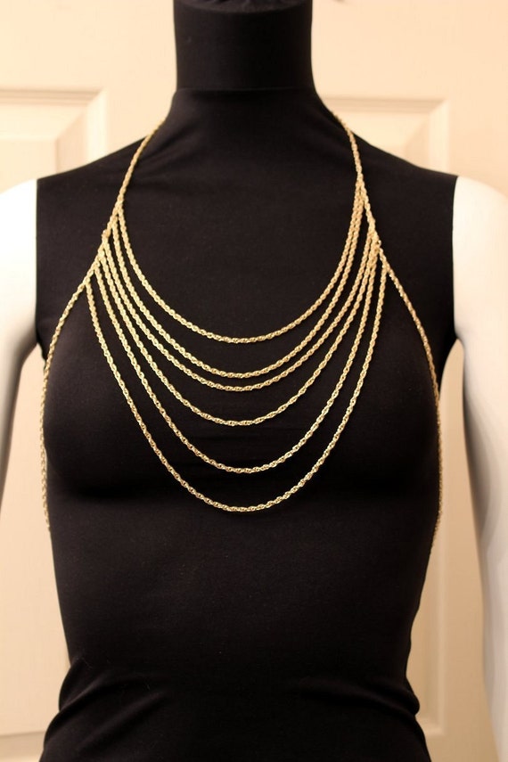 Body Chain Necklace Armor Gold Draping Chains by crystalelements1