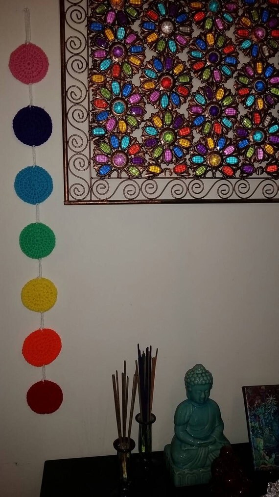 Crochet chakra wall decor yoga studio wall hanging