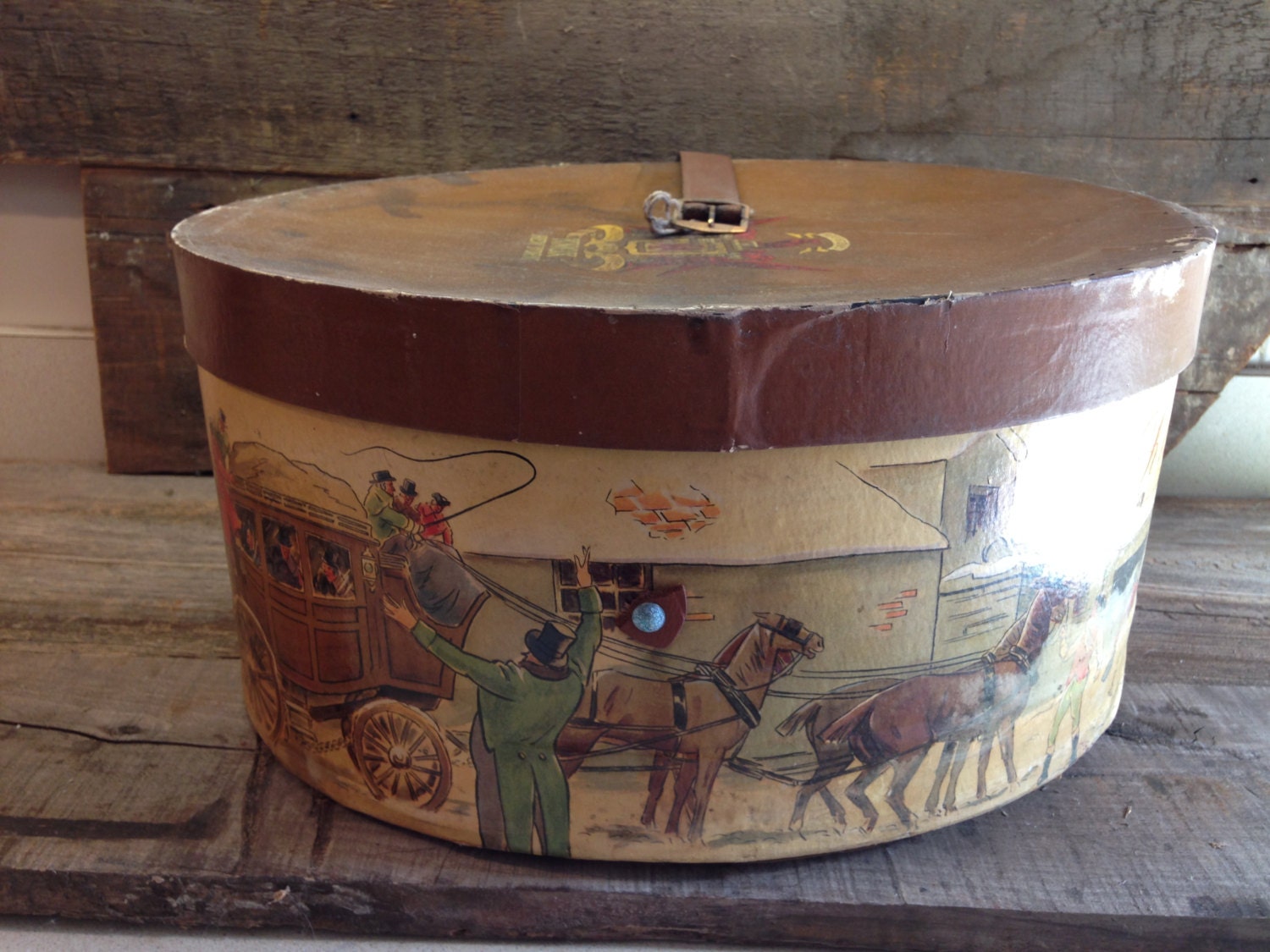 1940s Vintage Knox Hat Box New York Horse Motif Collectible