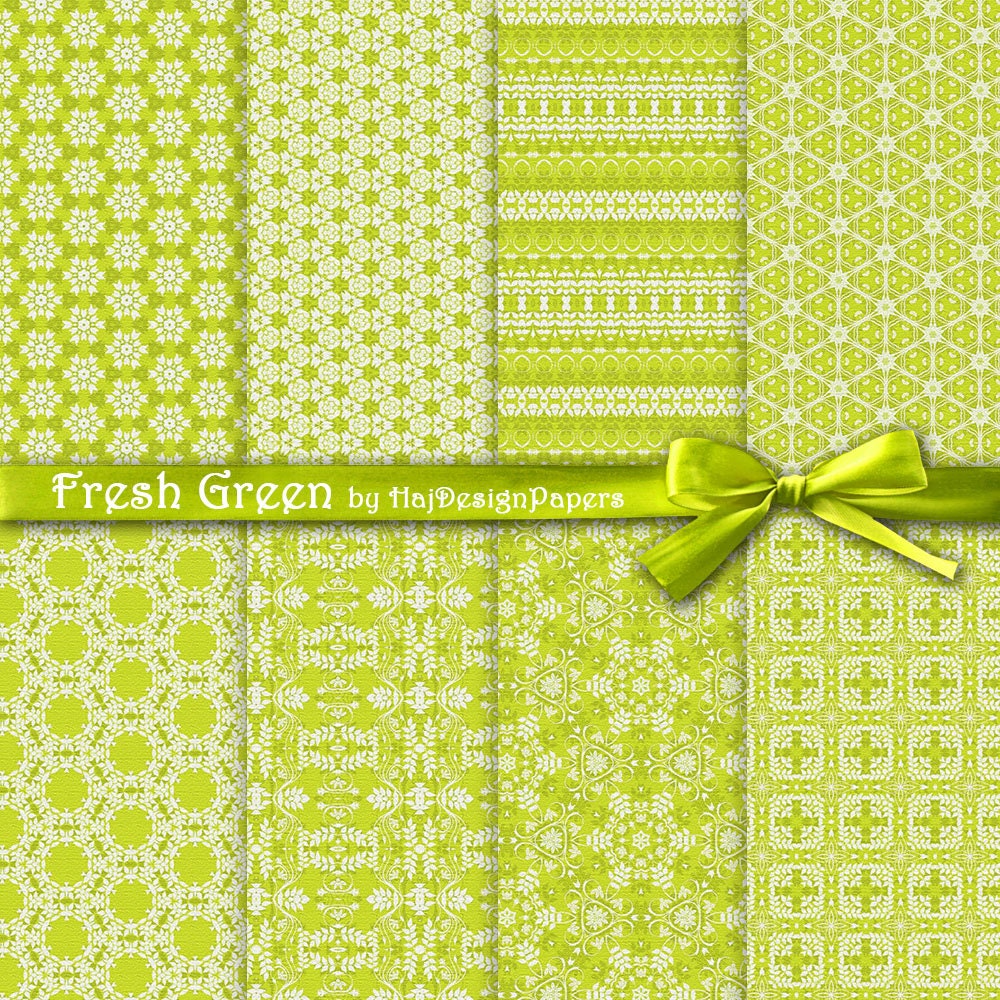 Green digital paper : Fresh Green patterned