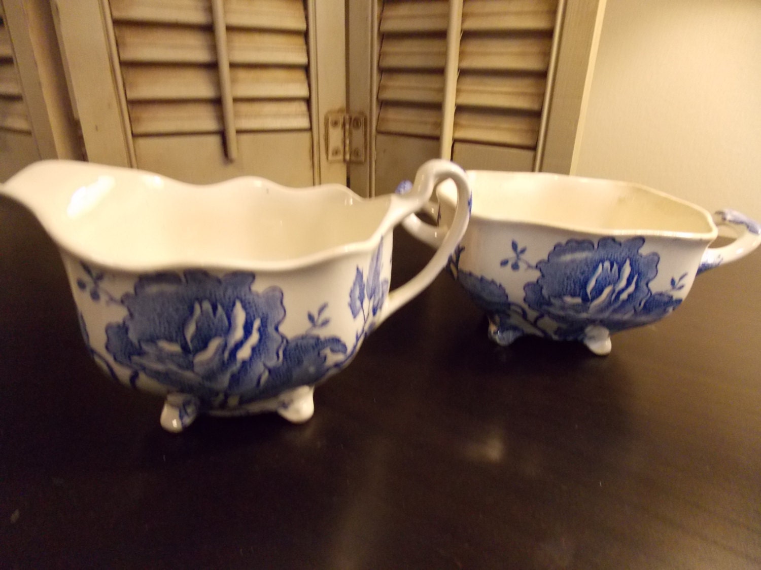 Cream & Sugar Set, “JOHNSON BROTHERS” English Chippendale Cream and