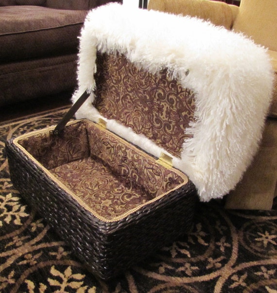 Items similar to GENUINE White MONGOLIAN Lamb FUR Storage Bench