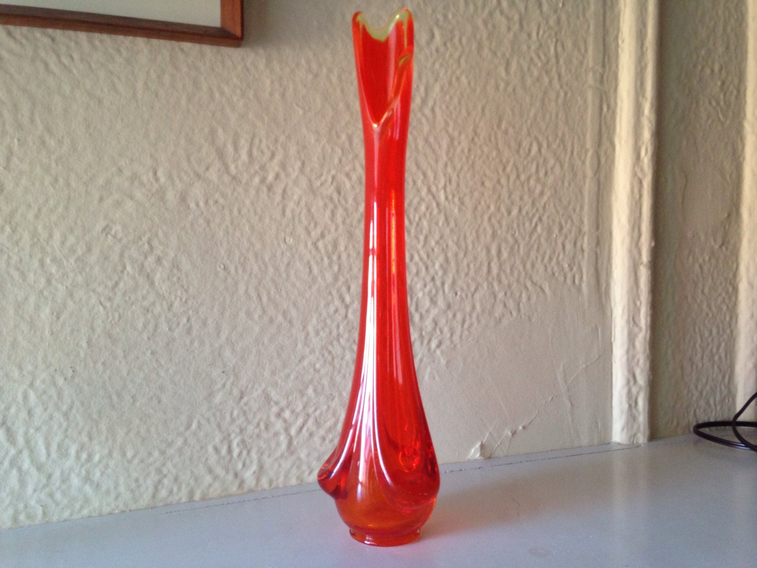 Tall Orange Swung Glass Vase by Viking
