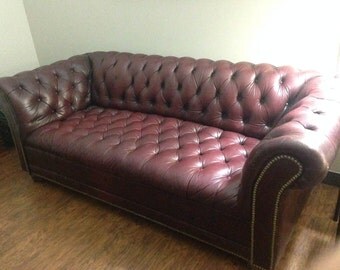 Vintage Oxblood Tufted Couch/Sofa Chesterfield Design