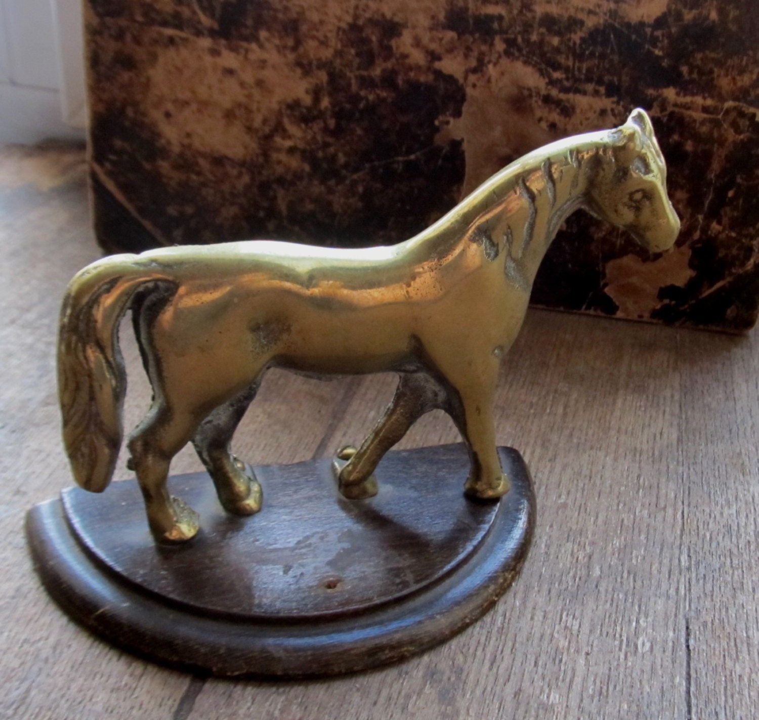 Vintage brass horse figurine gee collectibles horse by Oldchest