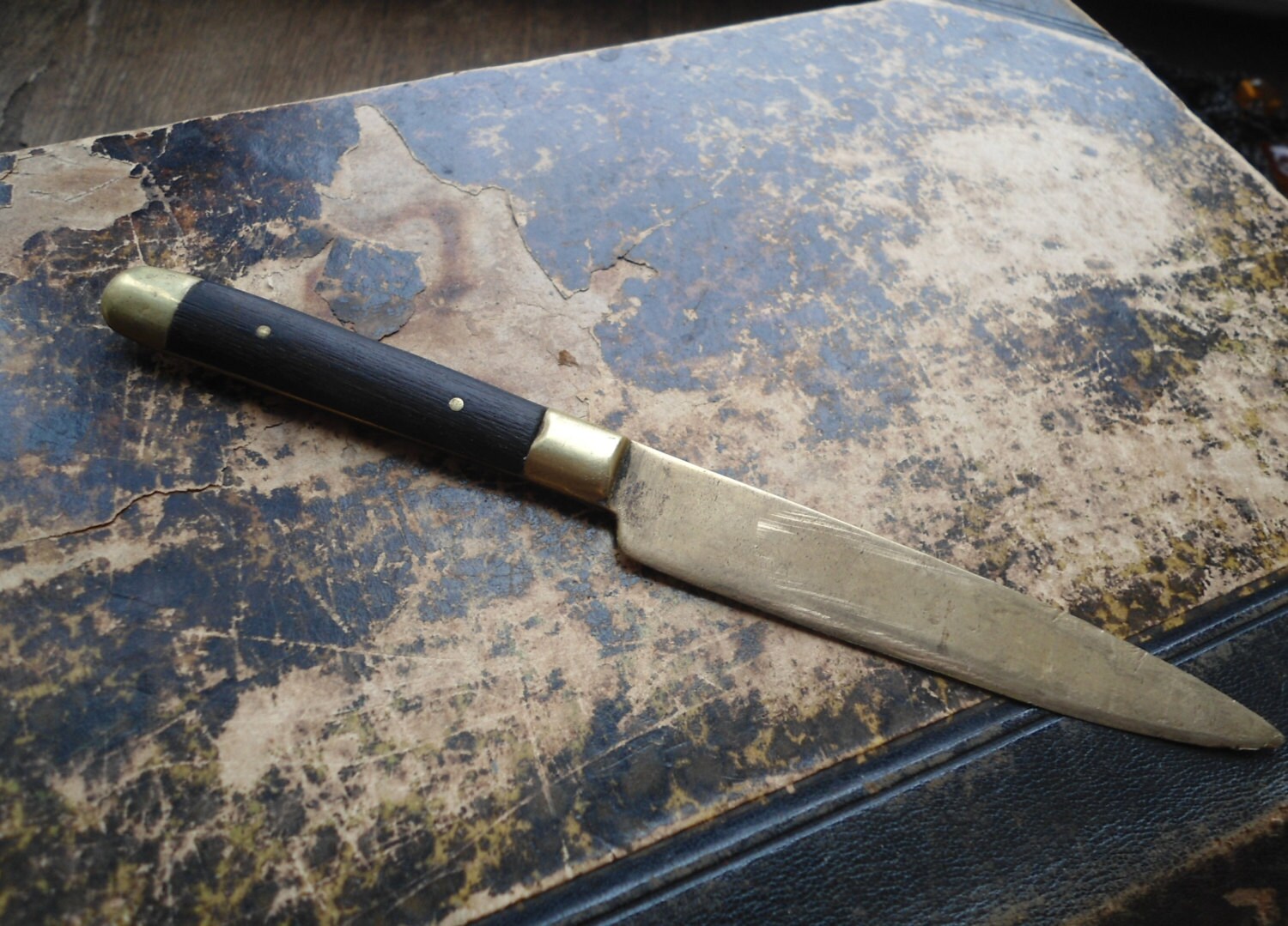 Antike kleine Messing Obstmesser altes Küchenmesser