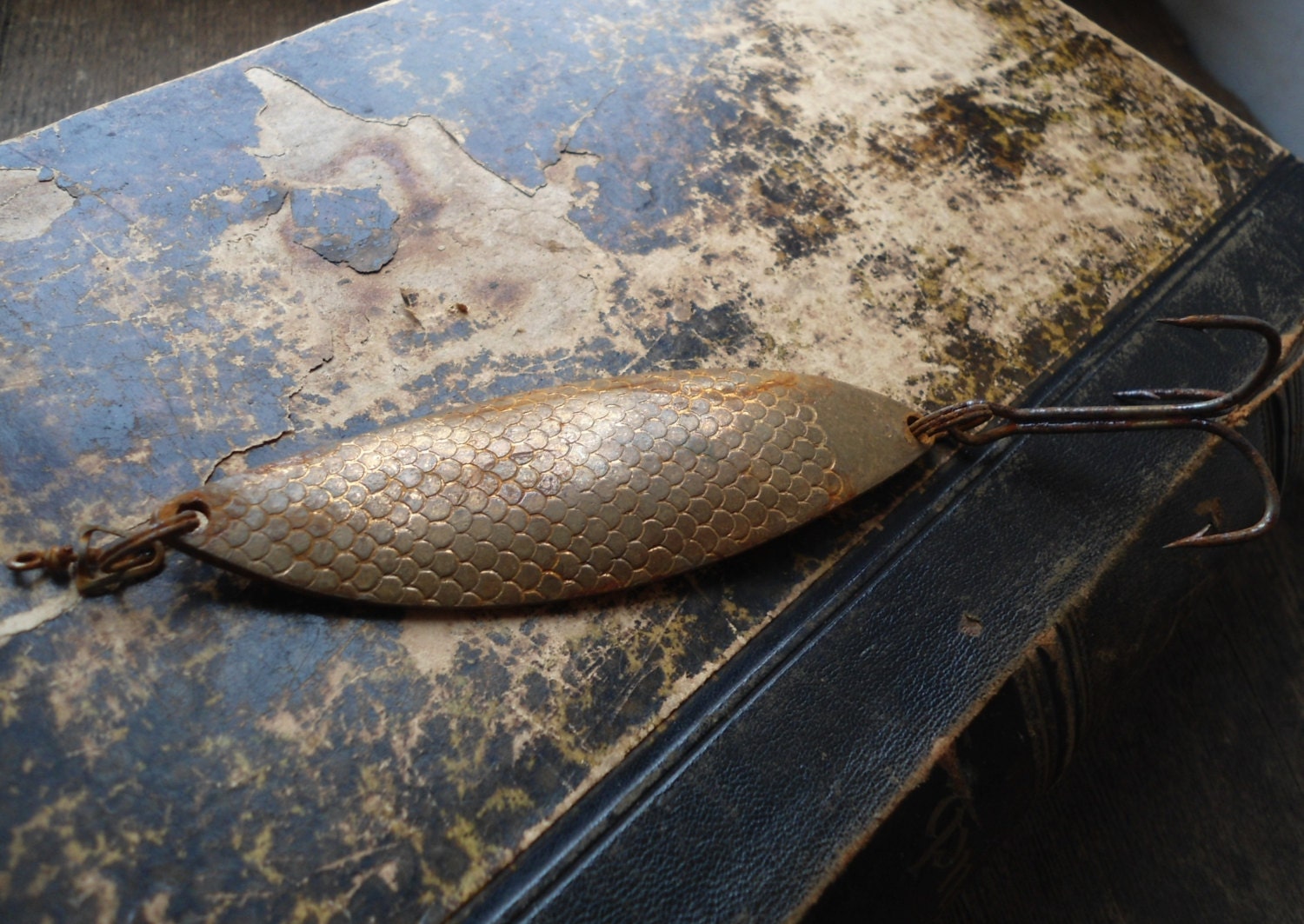 Vintage Big Brass Spoon Bait Fish Plate Pendant Lure With Fishing