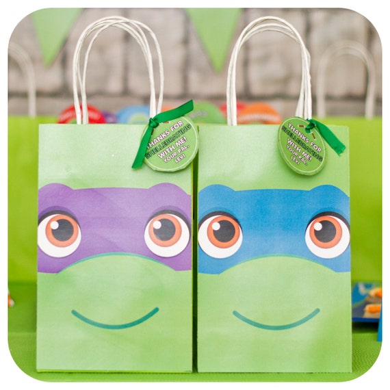 Teenage Mutant Ninja Turtle Gift Bag Fronts TMNT Party Ninja