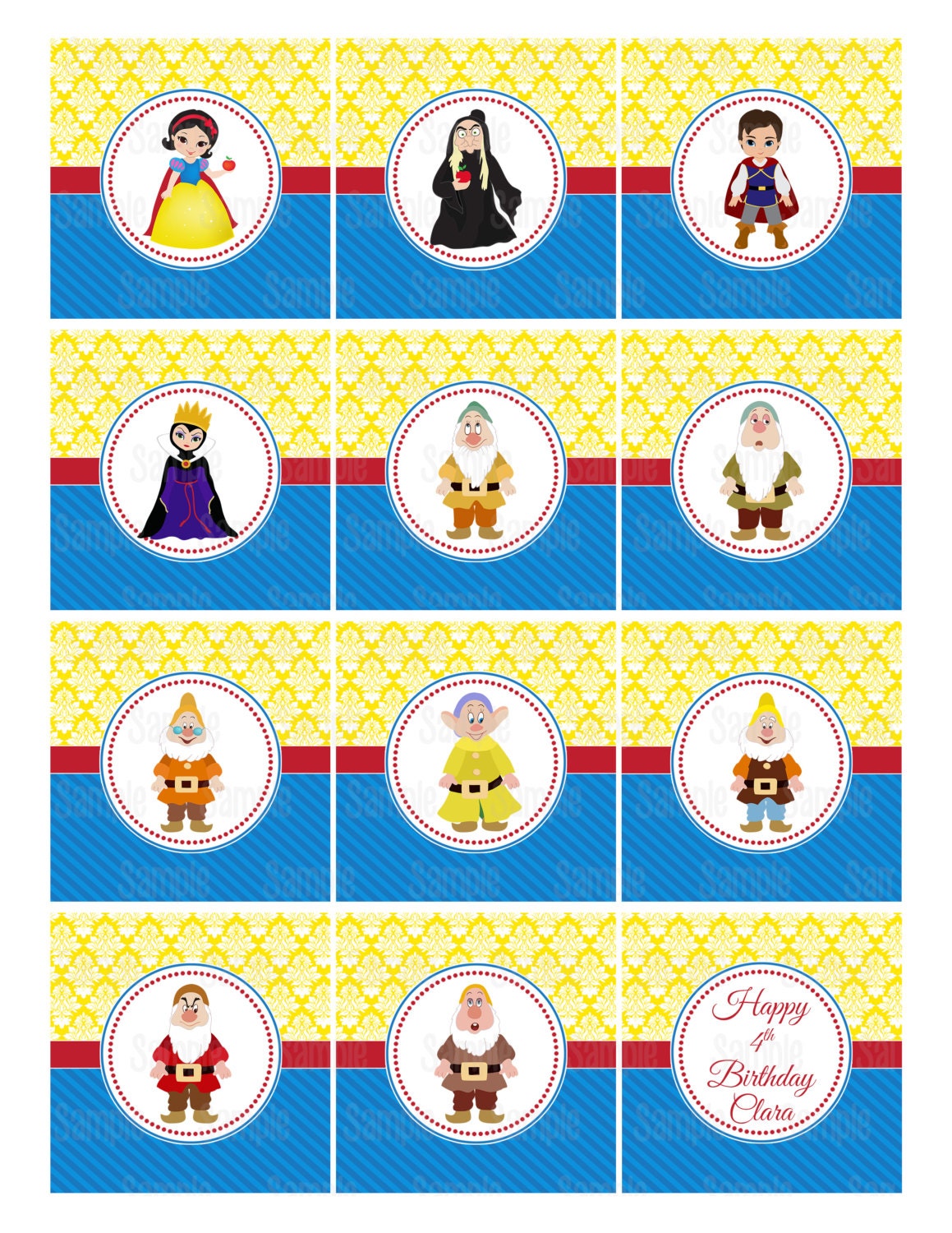 Printable Snow White Cupcake Toppers
