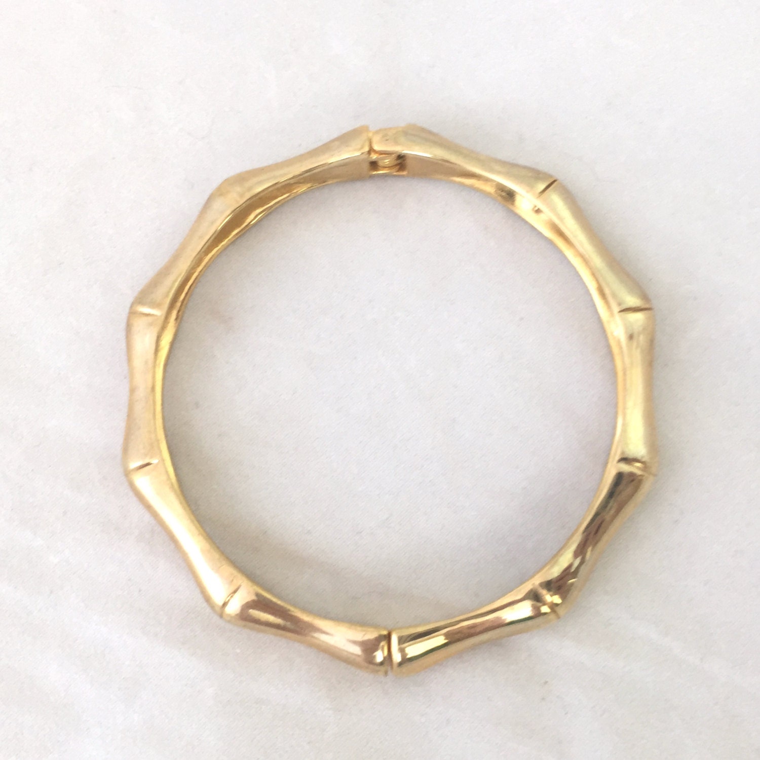 Gold Bamboo Hinged Bracelet, Gold Tone Bamboo Bangle, Bamboo Bracelet ...