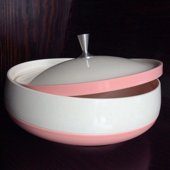 pink covered bowl on Etsy