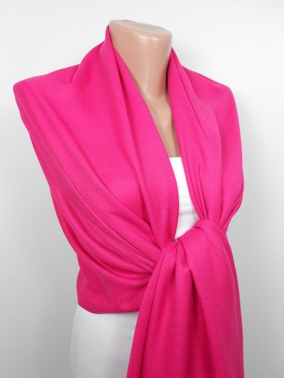 Hot Pink Pashmina Scarf Shawl Spring Summer Fall by MiracleShine