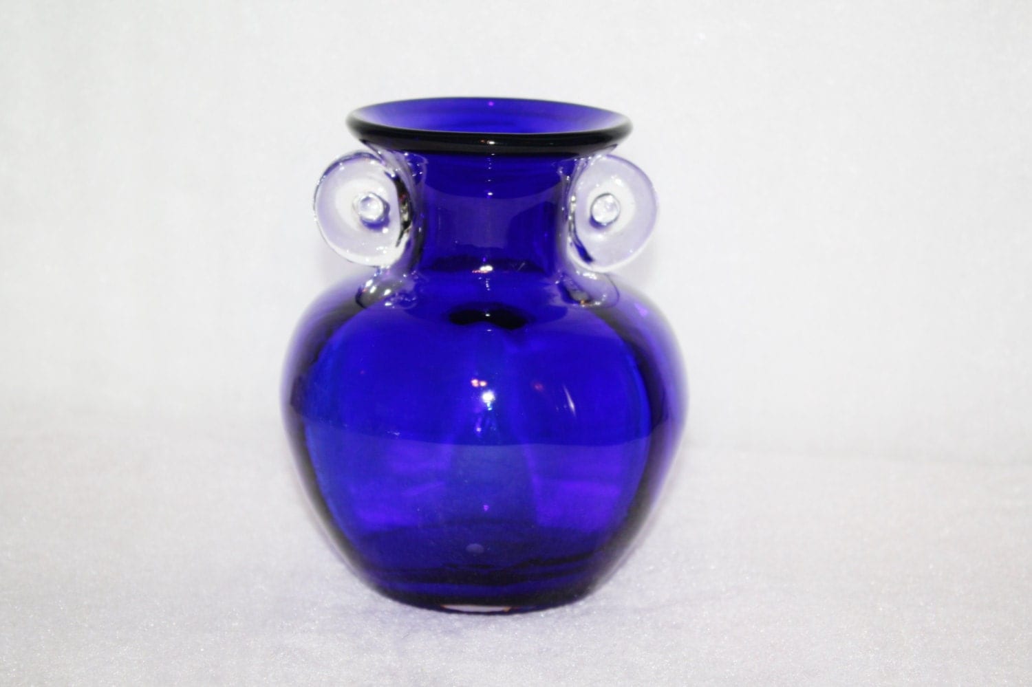 Vintage Cobalt Blue Glass Vase Clear Glass By Queenieseclectic