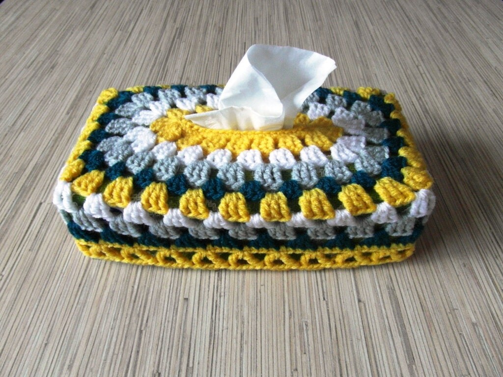 Crochet Tissue Box Cover Zewa and Kleenex Box Cozy Yellow