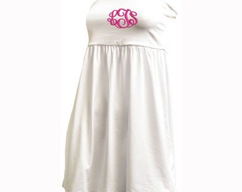 M/L Monogrammed Swimsuit Cover-Up - White