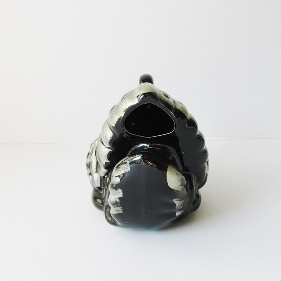 Vintage Kitsch Black Swan Vase large Flower Vase Hand