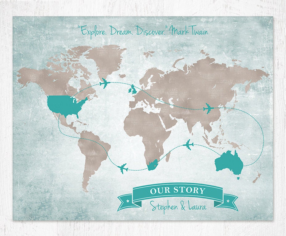 personalized vintage world map art print 8x10 by mapsbyangie