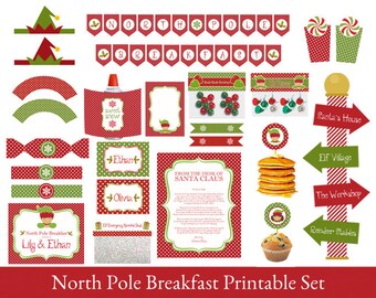 Elf Printables, North Pole Breakfast Printable Set, Party Printable, North Pole Breakfast Ideas, Elf letters, Christmas Printables