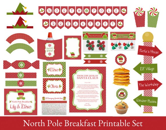 kit christmas diy banner Pole Printable Elf Breakfast Set North Printables Party