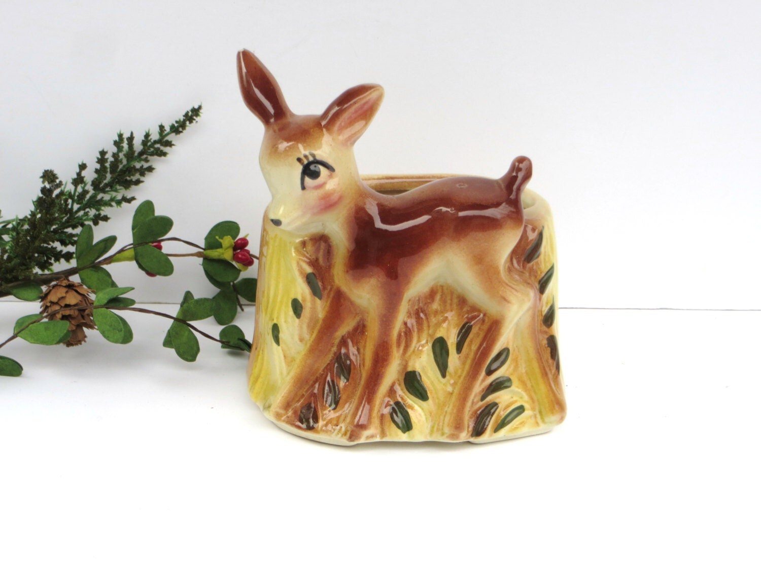 mid century deer planter doe fawn woodland deer nursery decor mid century deer planter doe fawn woodland deer nursery decor