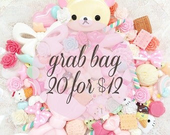 20 Cabochon Grab Bag - Kawaii Cabochons - Fairy Kei Hime - Miniature Sweets Resin - Decoden - Flatback Pastel Cabochons - DIY Project