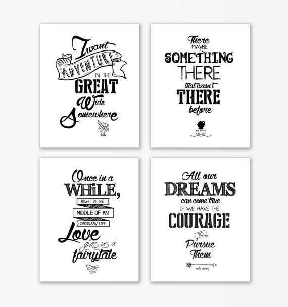 Items similar to Disney Beauty and the Beast print Quotes  