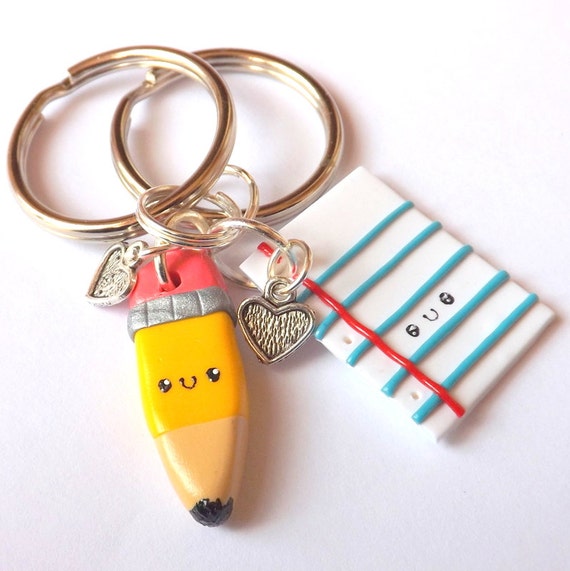 Items similar to Pencil and Paper Best Friend Keychains Matching