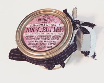 Triple Whipped Body Butter Cream {All Natural} by Amber Ecker Herbals - Simple Pure Ingredients - Mason Jar