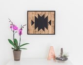 Reclaimed Wood Wall Art, Black Design, Native American Style