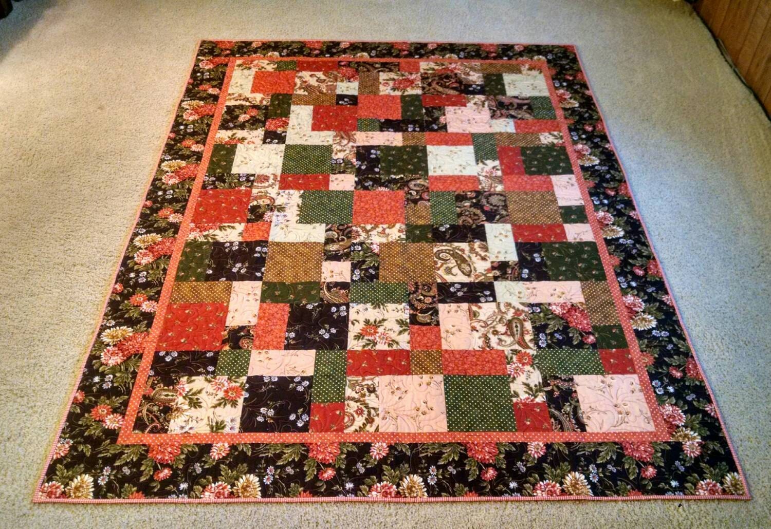 Garden Party Throw Quilt by Creationsbyweezie on Etsy