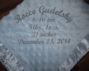 Personalized Embroidered Minky Baby Blanket Baby Boy/Girl **RUSH SHIPPING** This will be the wow gift! New Baby, Baptism, Christening.