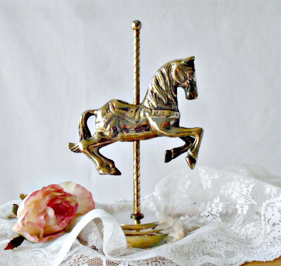 Vintage Brass Carousel Horse Brass Horse Figurine by GSaleHunter