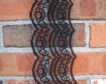 Vintage Lace - Black Vintage Lace - Wide Lace - Nylon lace - Scalloped Lace