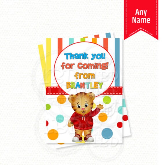 Items similar to Daniel Tiger Thank You tags, Favor Tags, Daniel Tiger ...