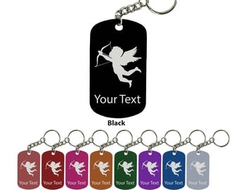 Personalized Engraved Custom Cupid 2-inch Colored Anodized Aluminum Key Chain