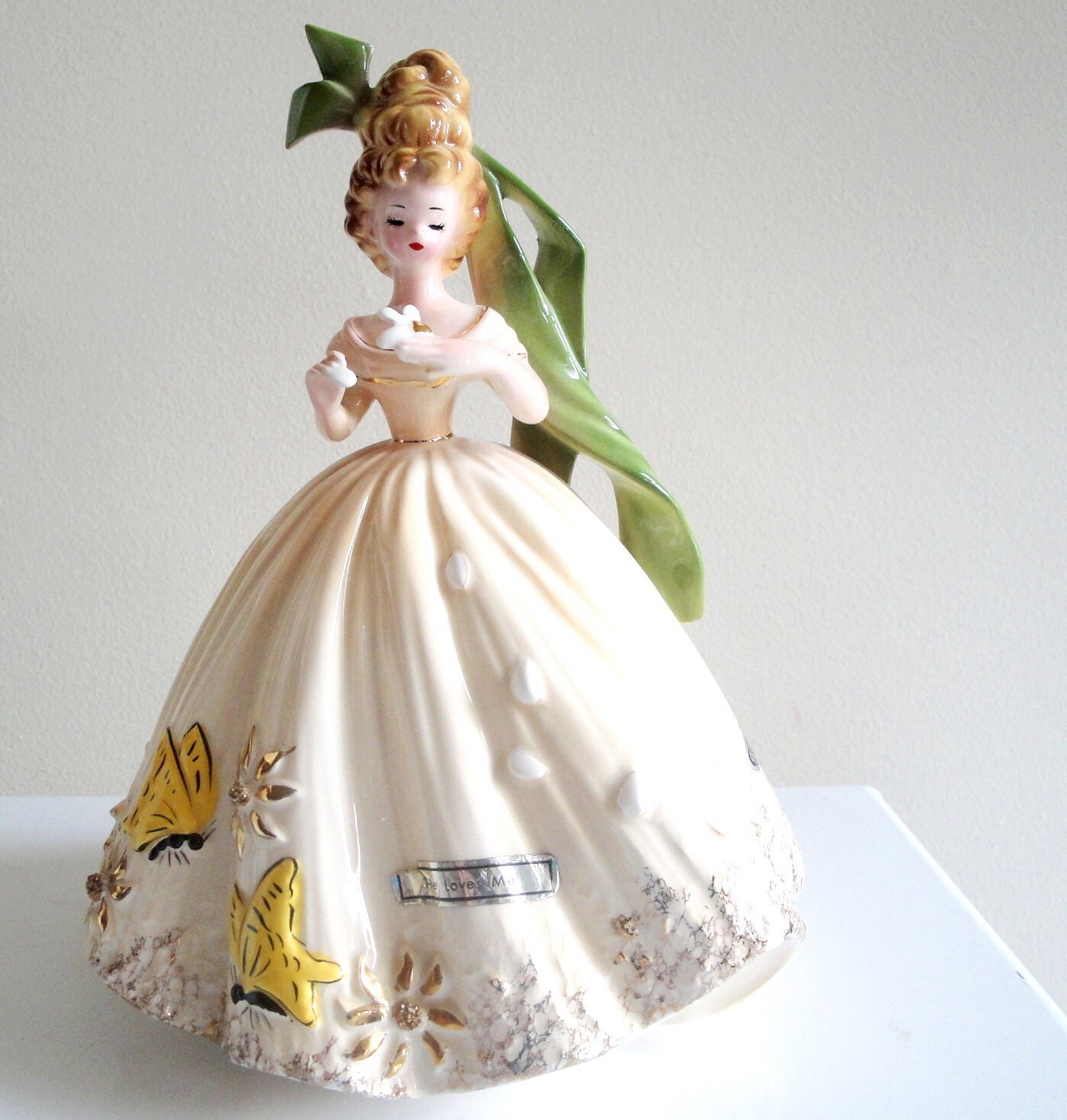 Vintage Josef Originals Figurine Woman Girl Lady in Yellow