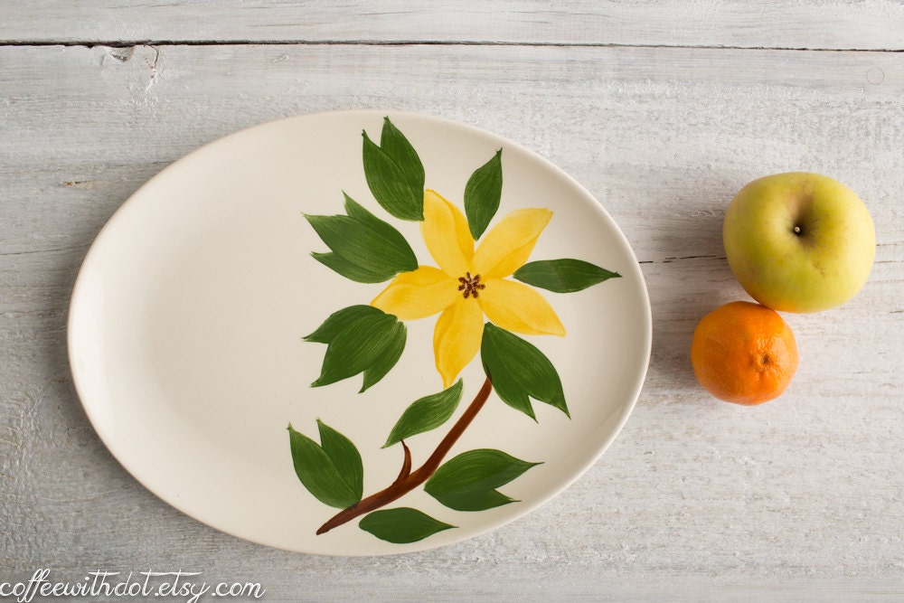 Vintage Yellow Flower Platter — Golden Jasmine by USA Haute Juice