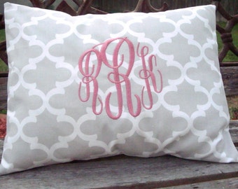 Monogram Pillow. Lumbar Pillow. Pillow Cover.