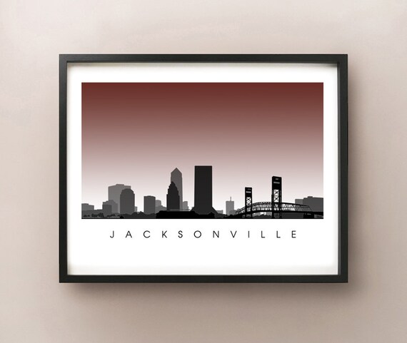 Jacksonville City Skyline Art Florida Cityscape By Cartocreative