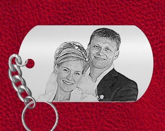 BEST Sweetheart Gift, Laser Engraved Photo Keychain, Personalized on back, Custom Picture! Perfect Valentines Day Gift, Use your Selfie