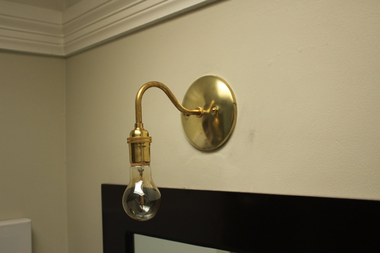 Wall Sconce Vanity Gold Brass Mid Century by IlluminateVintage