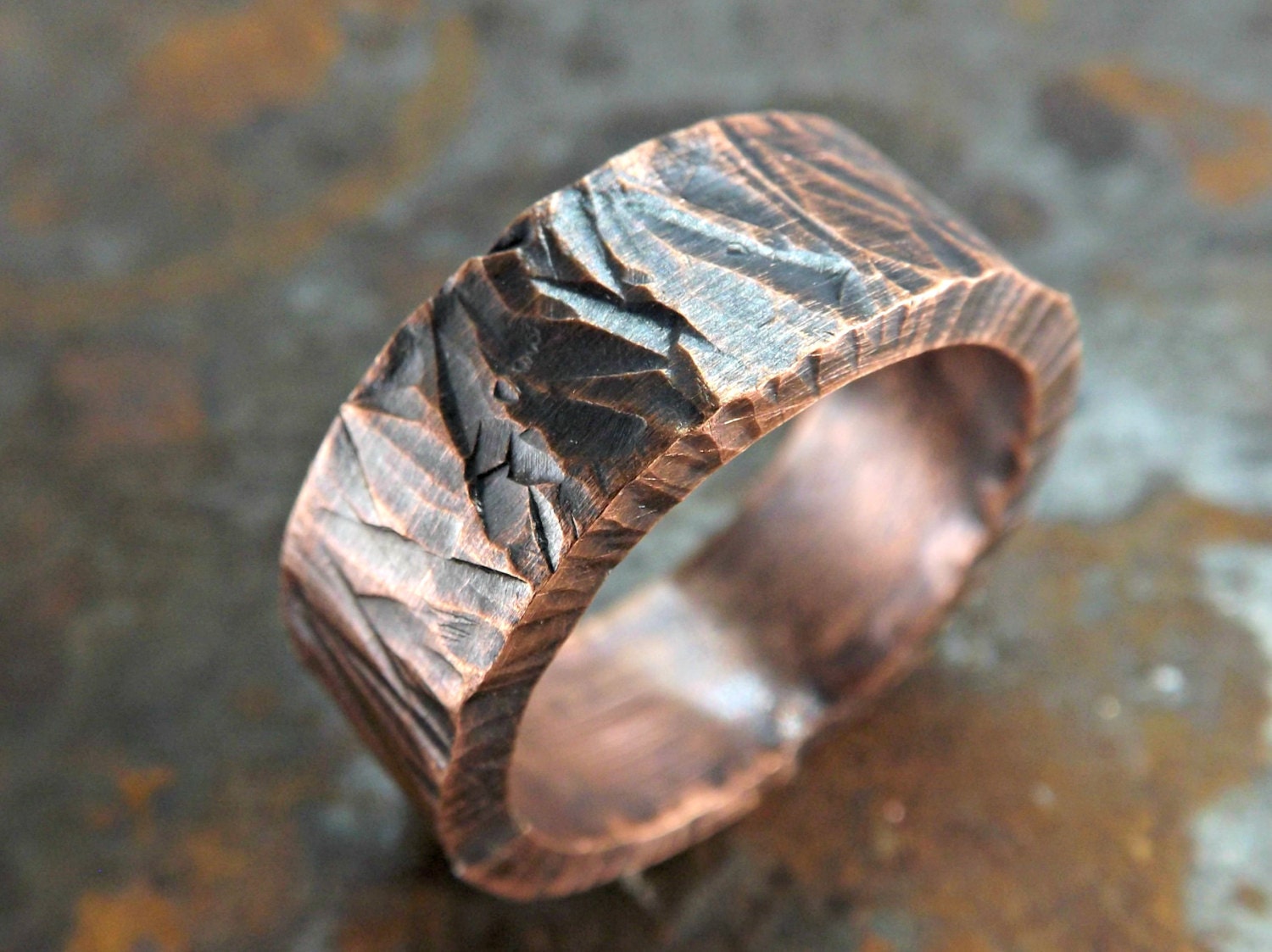 wide mens ring copper bold copper ring cool mens ring