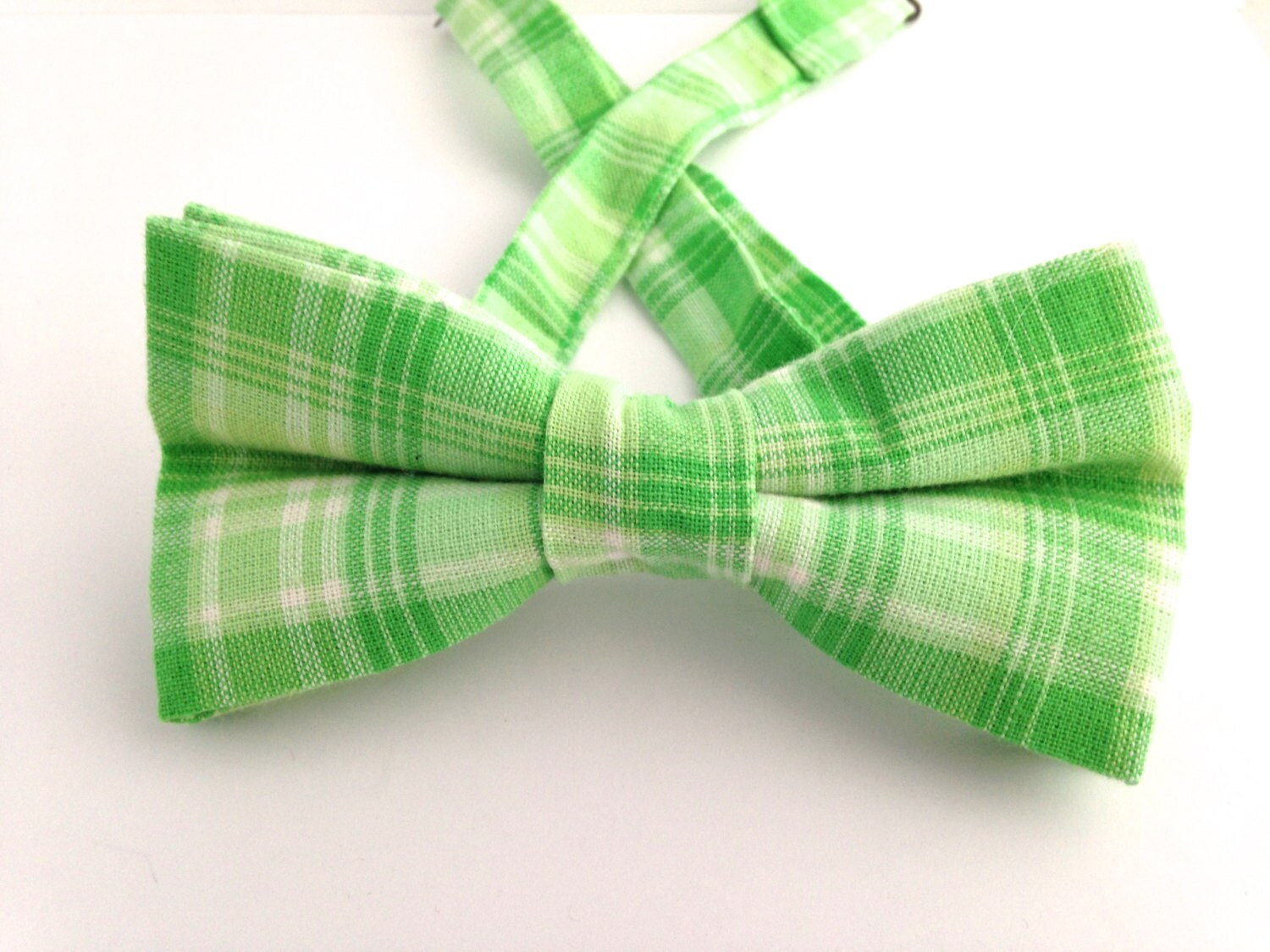 Green plaid bow tie green plaid bow ties green bow by SweetAndShy