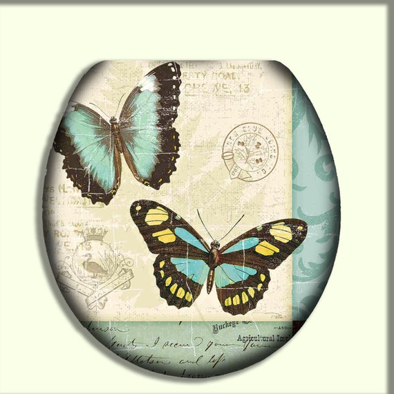 Butterfly Patchwork Toilet Seat by CityDwellersBoutique on Etsy