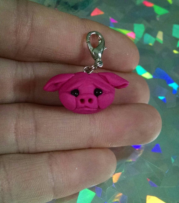 Cute Little Pink Pig Charm with Lobster Clasp by CrimsonAngelLooks