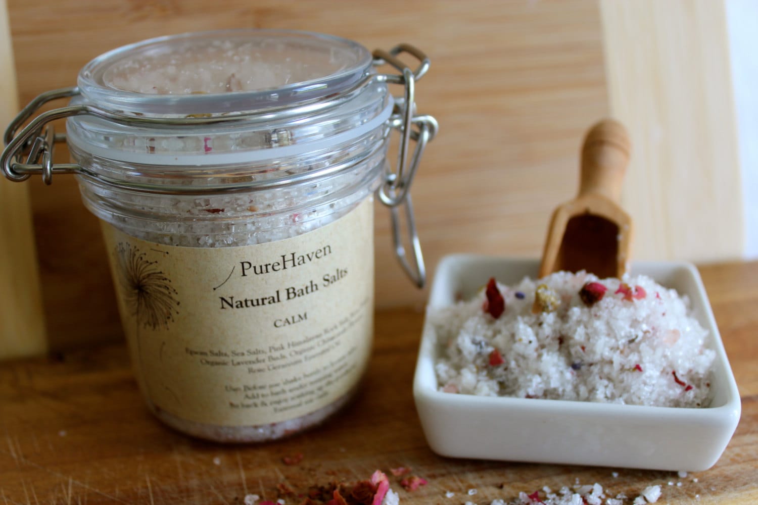 Luxury Bath Salts Soak. Handcrafted. All by PureHavenNaturals