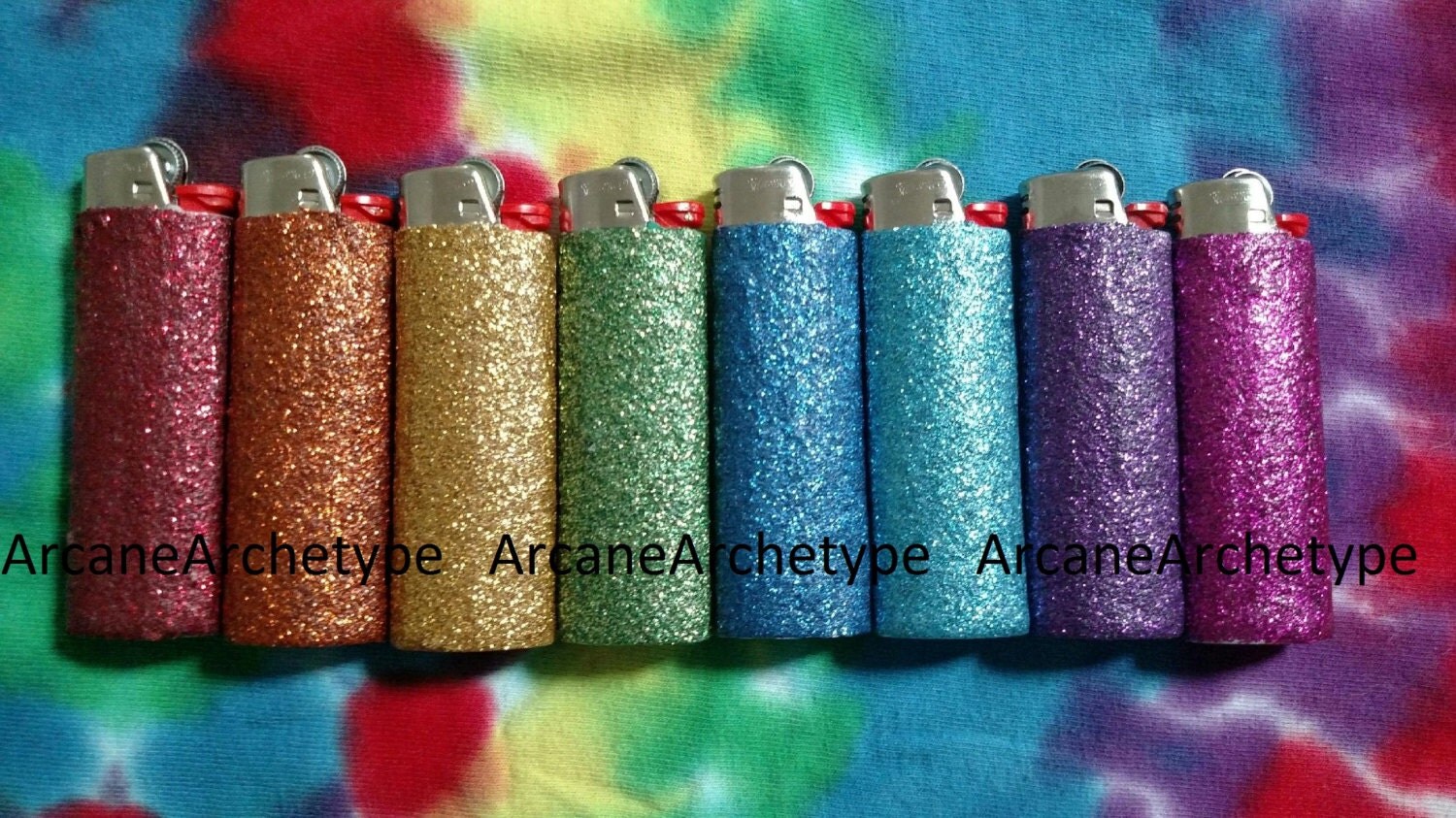 Rainbow Glitter Bic Lighter Custom Unique by ArcaneArchetype
